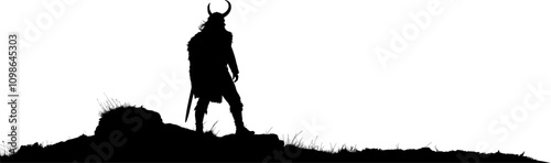 Vektor Silhouette - Wikinger mit Helm Hörner und Schwert
