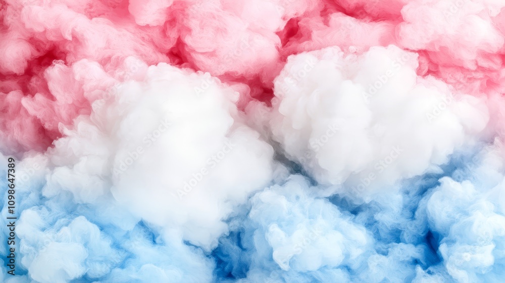Fototapeta premium a pink and blue cloud of smoke on a white background, creating a vivid contrast between the two colors