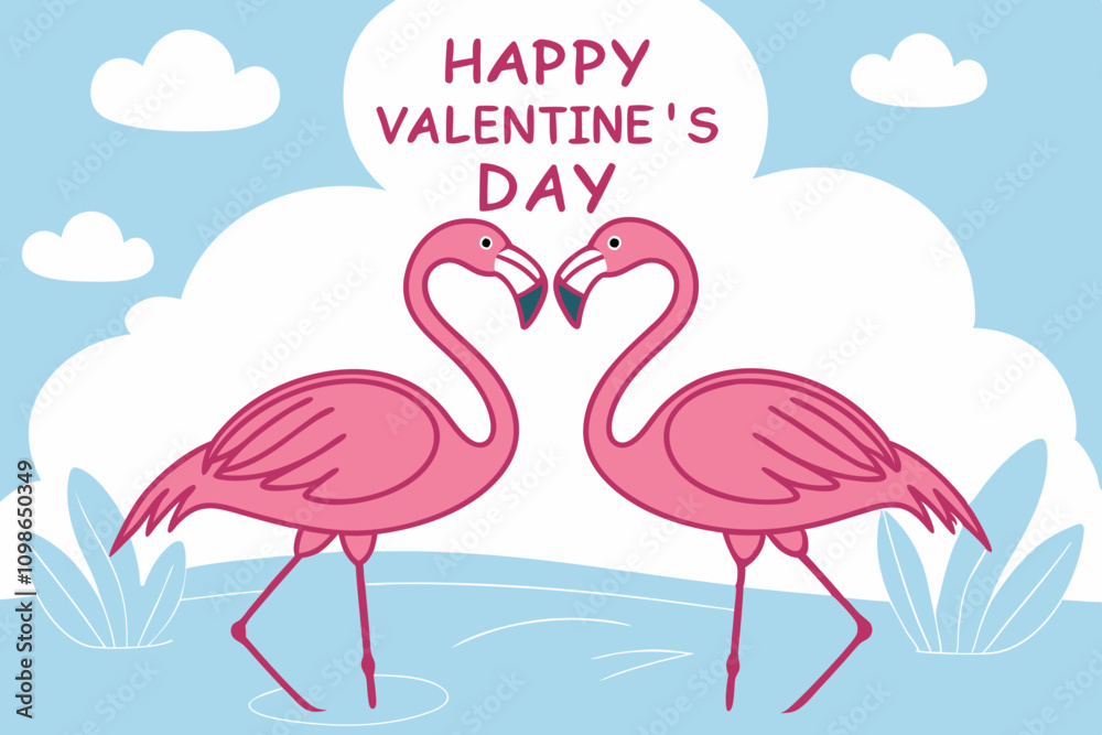 Obraz premium Valentine's Day Greeting Card with birds