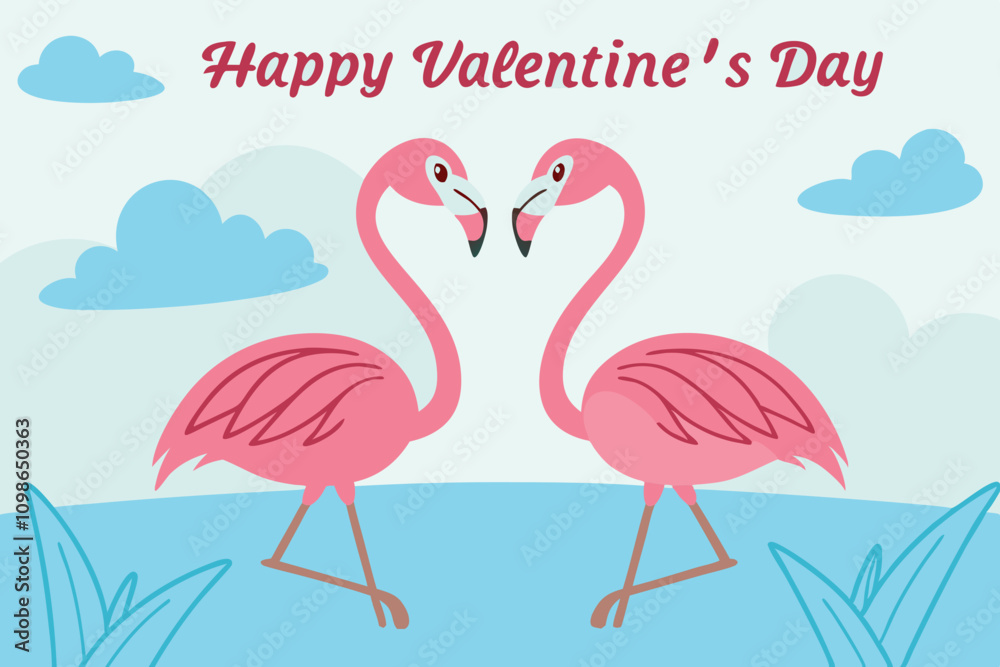 Obraz premium Valentine's Day Greeting Card with birds