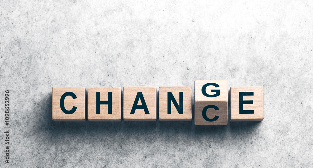 custom made wallpaper toronto digitalWooden Cubes With The Word "Change" to "Chance" On Concrete Background - Personal Development And Career Growth Concept

