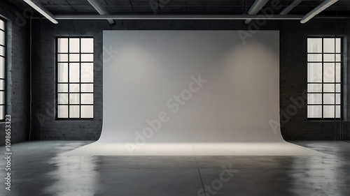 A Empty Studio Room With Mild Lighting. photo