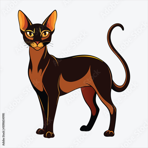 Abyssinian vector White background illustration Generative Ai