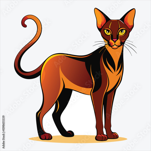 Abyssinian vector White background illustration Generative Ai