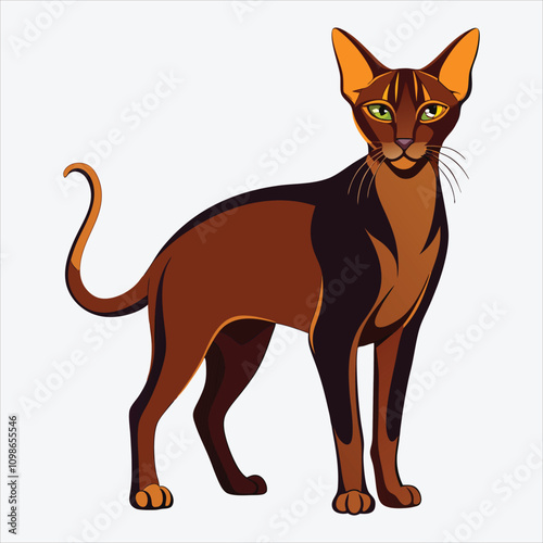 Abyssinian vector White background illustration Generative Ai