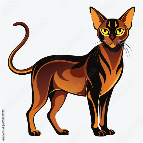 Abyssinian vector White background illustration Generative Ai