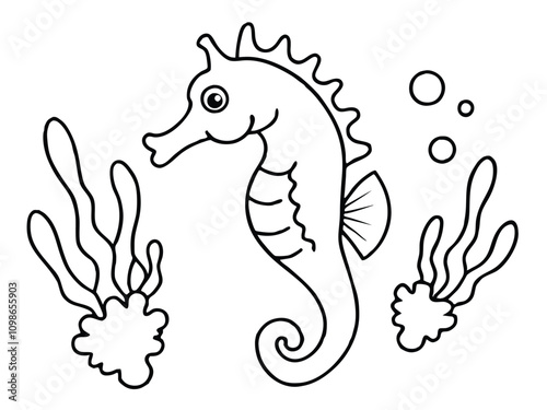 Whimsical Seahorse Swimming in Coral Reef