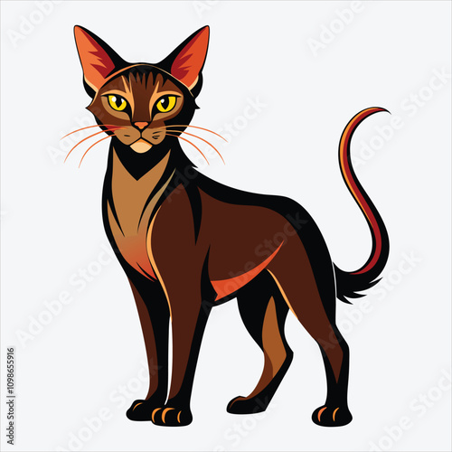 Abyssinian vector White background illustration Generative Ai