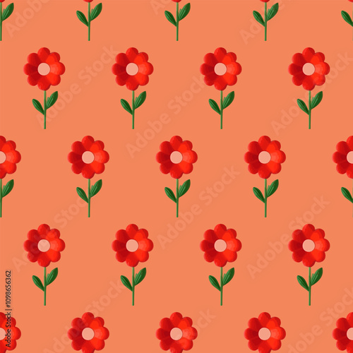 Seamless pattern of decorative flowers. Vector stock illustration eps10. Adobe Illustrator Artwork