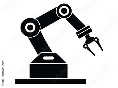 Black Silhouette of Robotic Arm Representing AI Technology