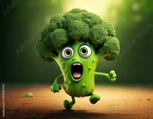Cute Cartoon Broccoli Chara...