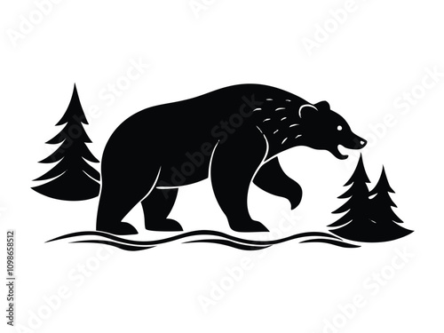 Bear Catching Fish in the Stream