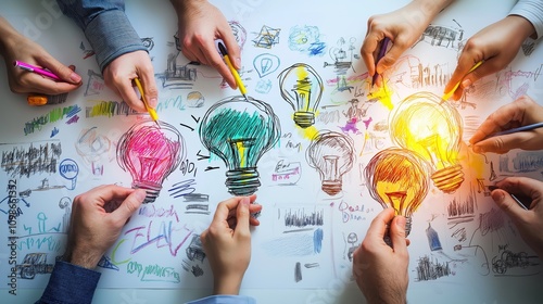 Creative business team brainstorming and ideating for innovative projects created by ai
