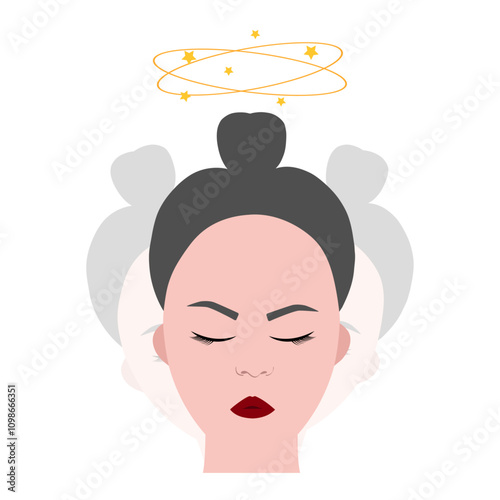 Dizziness woman feels bad human disease 