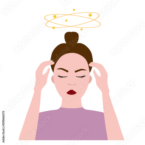 Dizziness woman feels bad human disease 