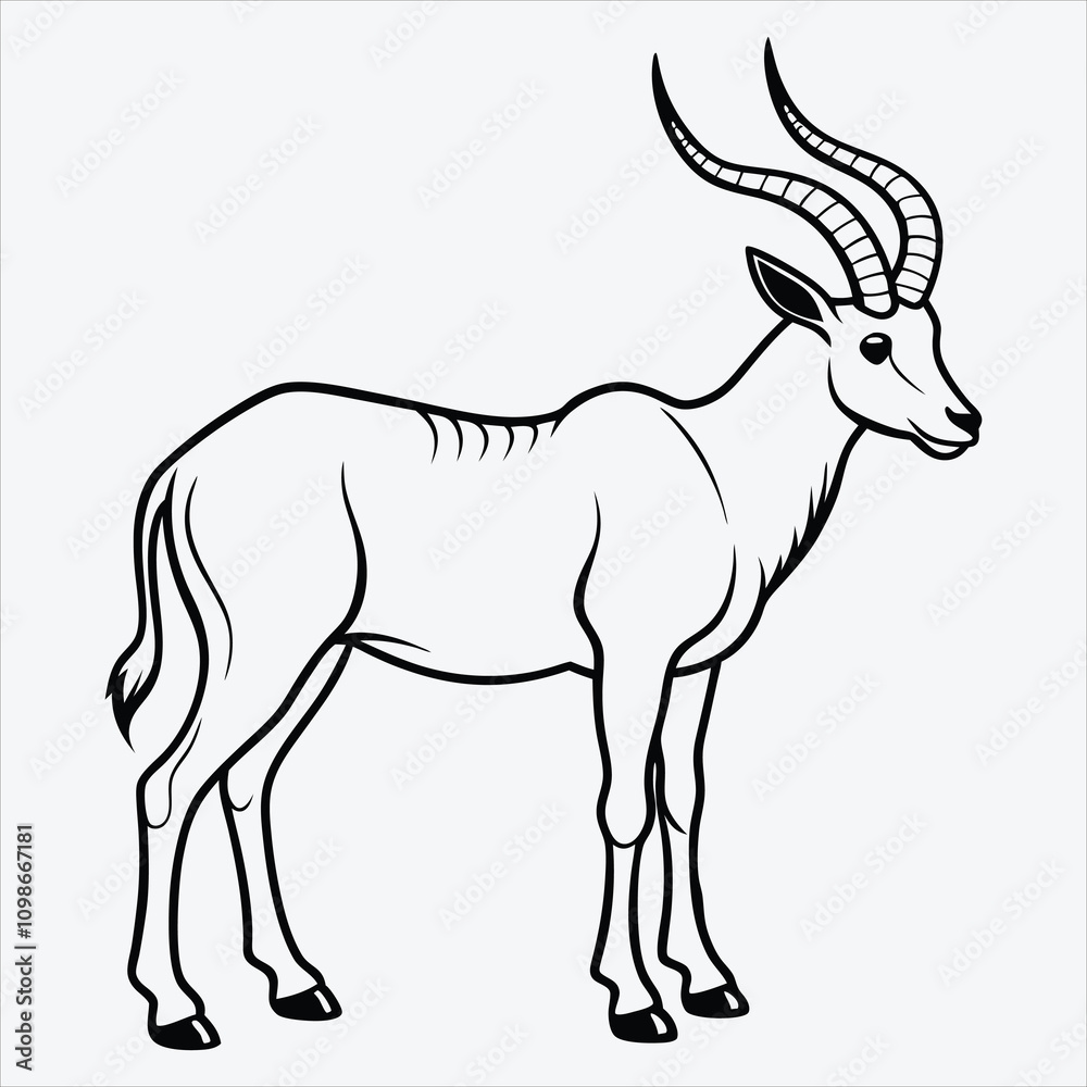 Fototapeta premium Addax line art White background illustration Generative Ai