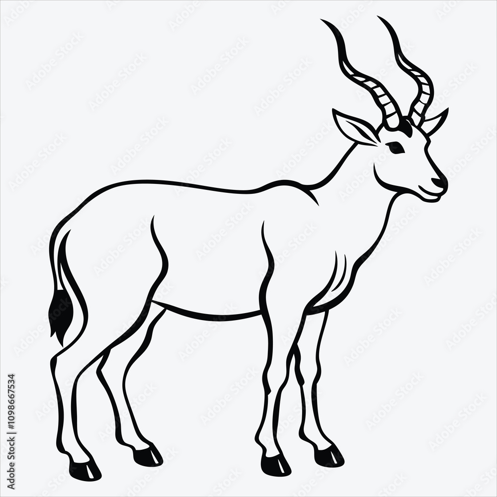 Fototapeta premium Addax line art White background illustration Generative Ai