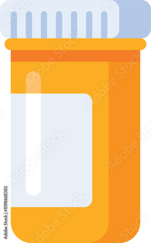 Orange plastic medicine bottle with blank white label and childproof cap for safe storage and accurate dosage.