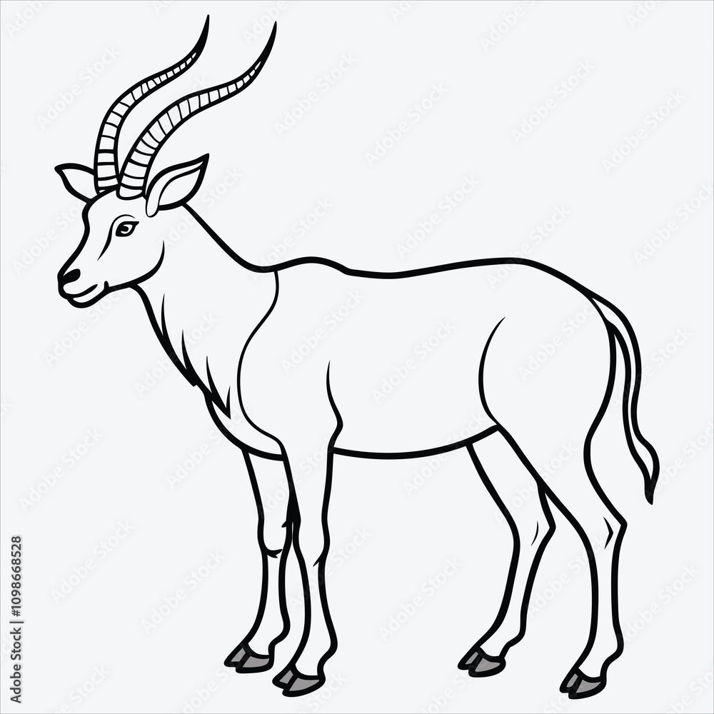 Fototapeta premium Addax line art White background illustration Generative Ai