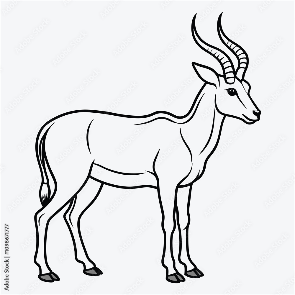 Fototapeta premium Addax line art White background illustration Generative Ai