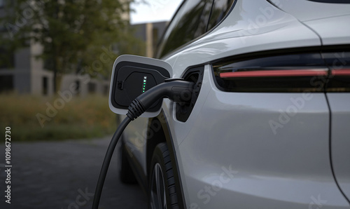 Close-Up of Electric Car Charging Station photo