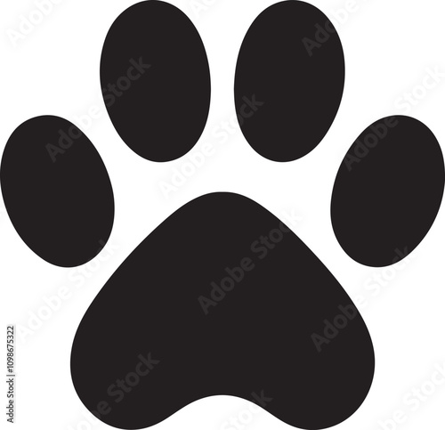 paw print silhouette vector art design perfect for animal lovers and wildlife projects.