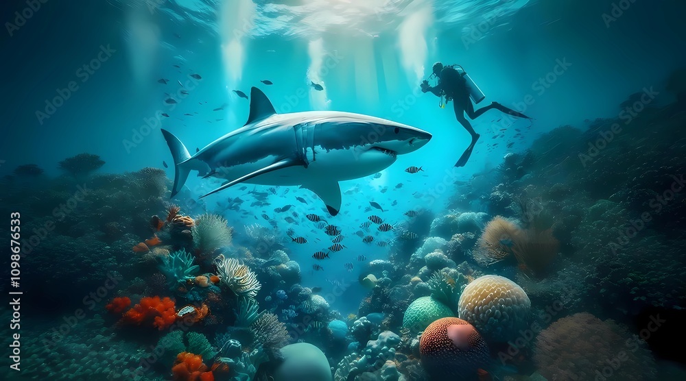 Fototapeta premium coral reef and fish