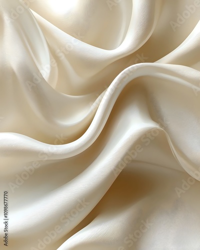 An elegant close-up of smooth, creamy silk fabric, showcasing its soft texture and subtle sheen, ideal for luxury designs and fashion backgrounds.