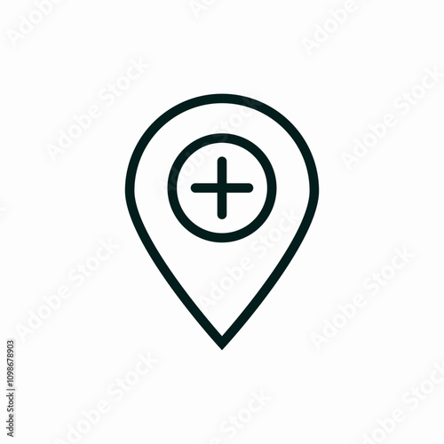 location plus icon vector sign