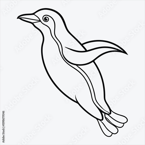 Adelie Penguin line art White background illustration Generative Ai