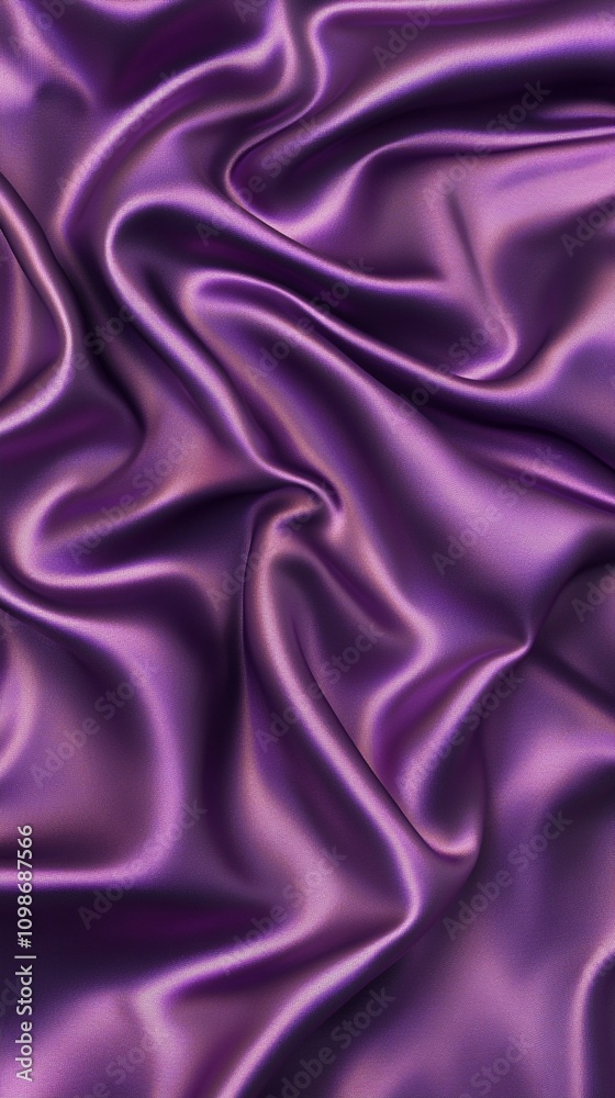 Obraz premium Luxurious purple silk fabric with soft folds and creases, creating a sensual and elegant texture. Abstract background of smooth, flowing curves in rich amethyst hues.