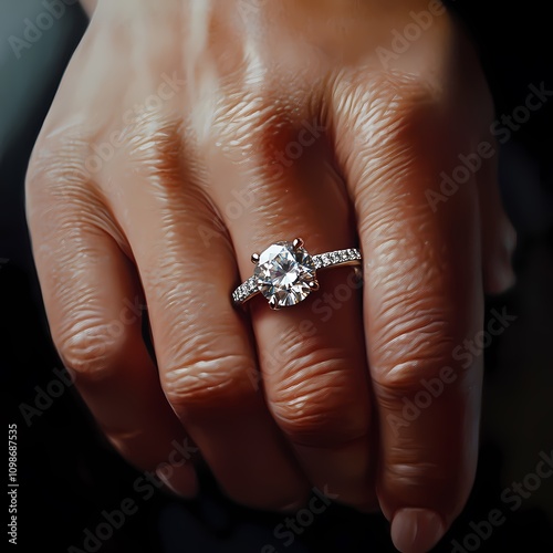 A highly detailed close-up of a woman’s beautiful hand with ring