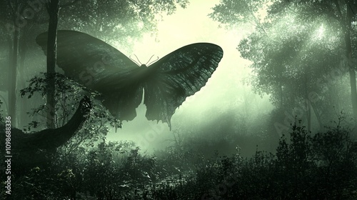 image of mystical Mothman in the background, mystical Mothman wallpaper.  photo