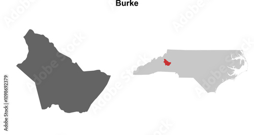 Burke County (North Carolina) blank outline map set