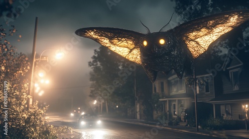 image of mystical Mothman in the background, mystical Mothman wallpaper. 