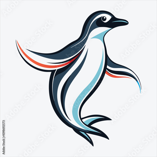 Adelie Penguin vector White background illustration Generative Ai