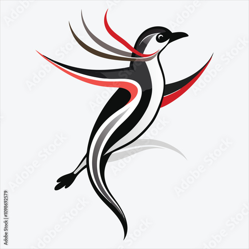 Adelie Penguin vector White background illustration Generative Ai