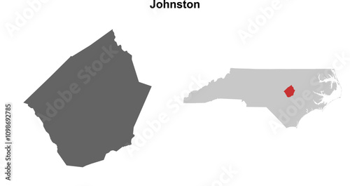 Johnston County (North Carolina) blank outline map set