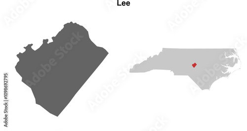 Lee County (North Carolina) blank outline map set