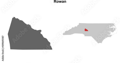 Rowan County (North Carolina) blank outline map set
