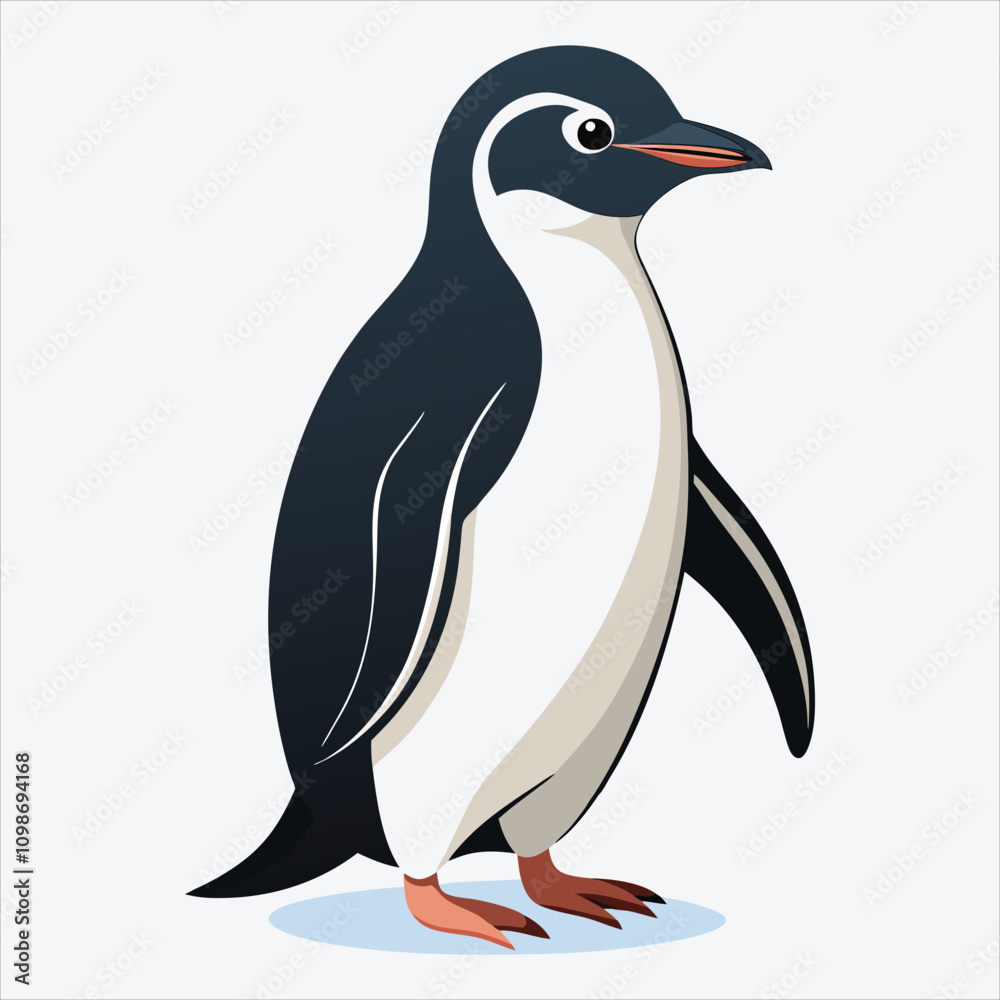 Obraz premium Adelie Penguin vector White background illustration Generative Ai