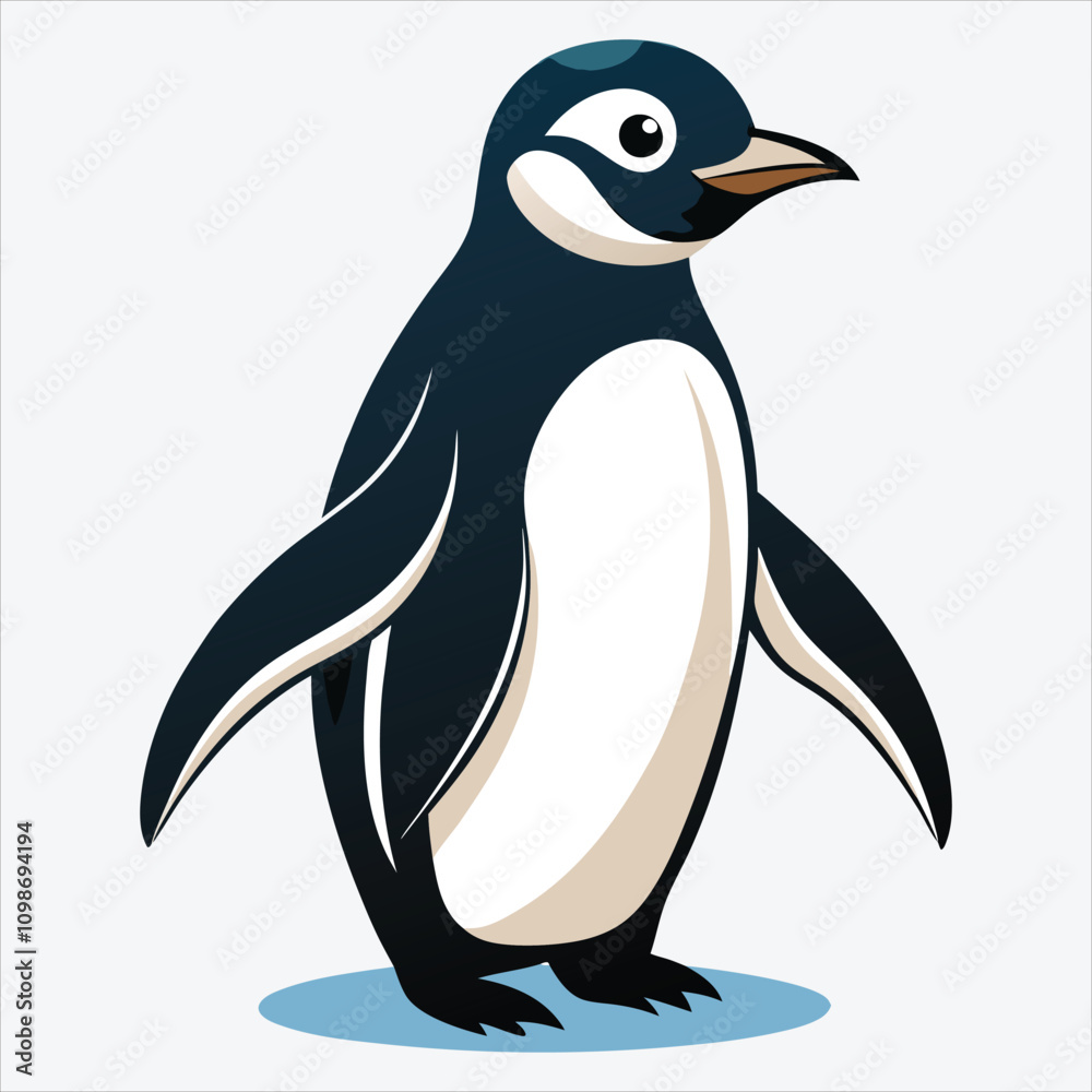 Fototapeta premium Adelie Penguin vector White background illustration Generative Ai