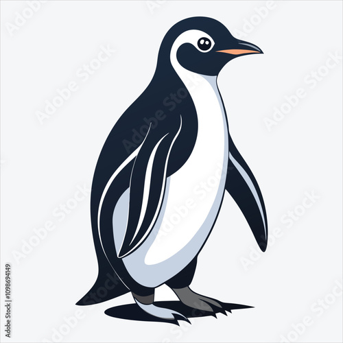 Adelie Penguin vector White background illustration Generative Ai