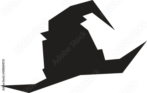Stylized black witch hat silhouette evokes the spirit of halloween, representing costume parties, spooky decorations, and trick or treating traditions