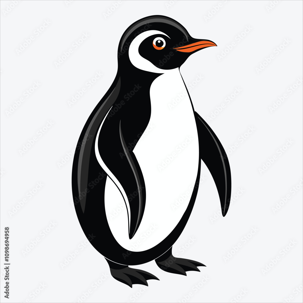 Obraz premium Adelie Penguin vector White background illustration Generative Ai