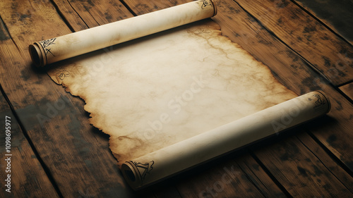 Unrolled Blank scroll, greeting card, Vintage paper