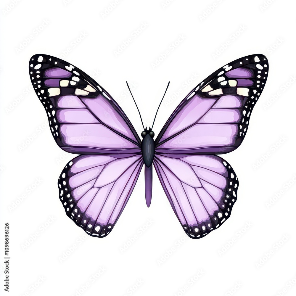 Fototapeta premium a minimalist butterfly wings clipart, simple outline, soft purple, isolated on white background