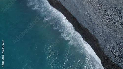 Top down drone view of the Atlantic ocean coast in Portugal