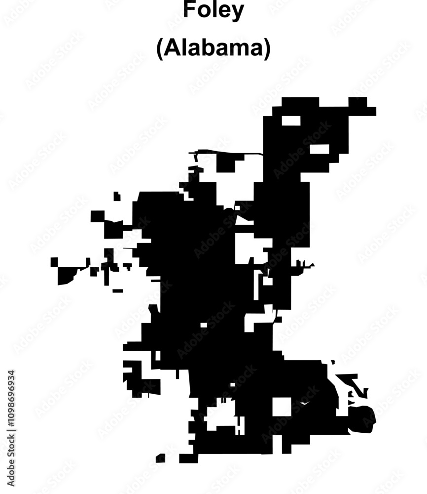 Fototapeta premium Foley (Alabama) blank outline map