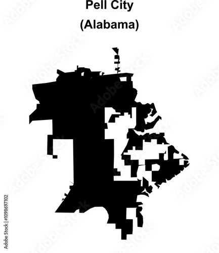 Pell City (Alabama) blank outline map